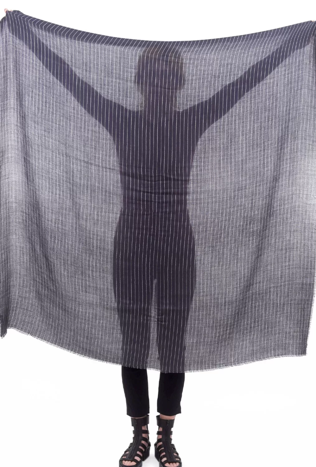 Flash Sale Evie Lou Tissue Cashmere Blend Scarf, Slate Pinstripe