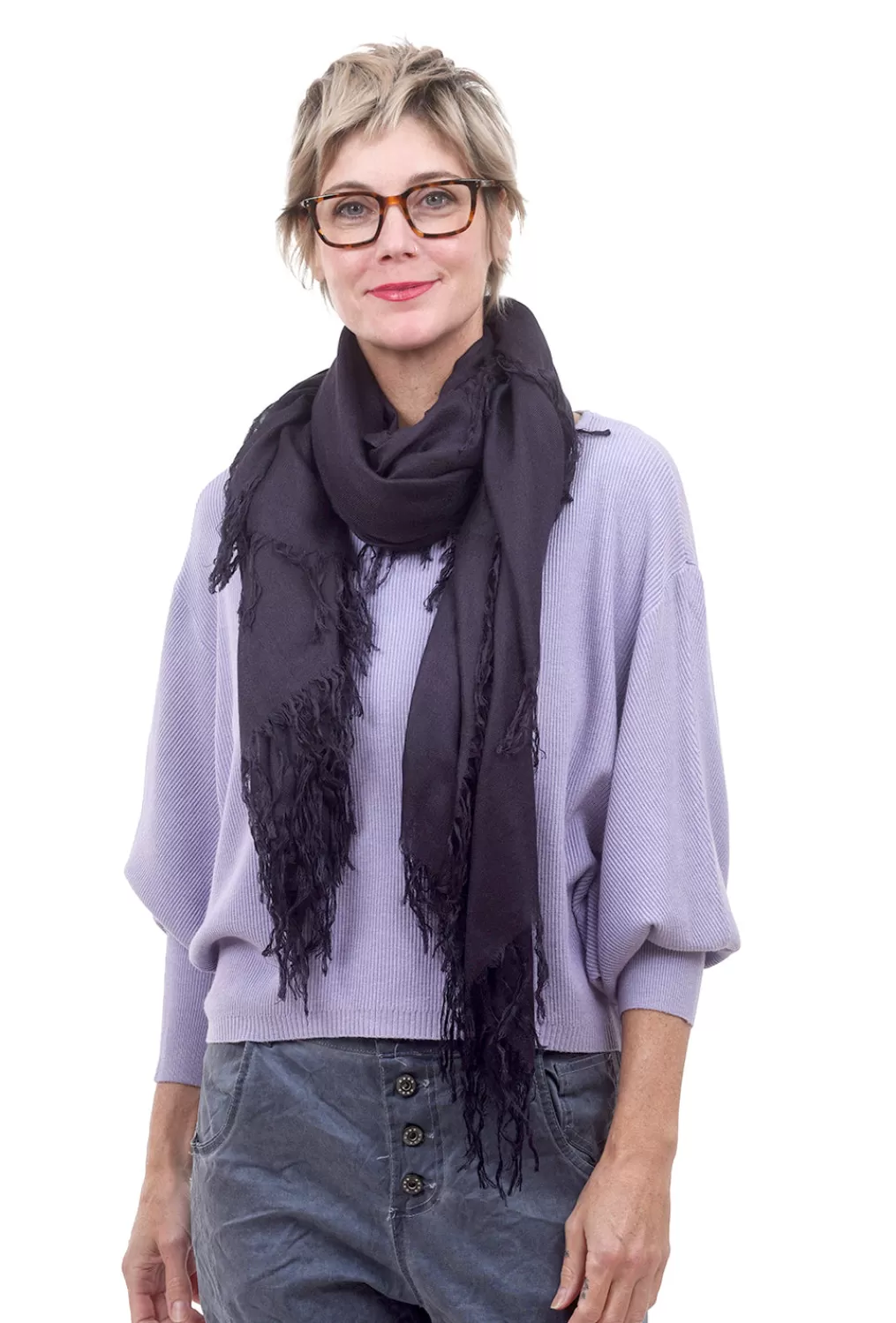 Fashion Evie Lou Tissue Solid Scarf, Purple Velvet