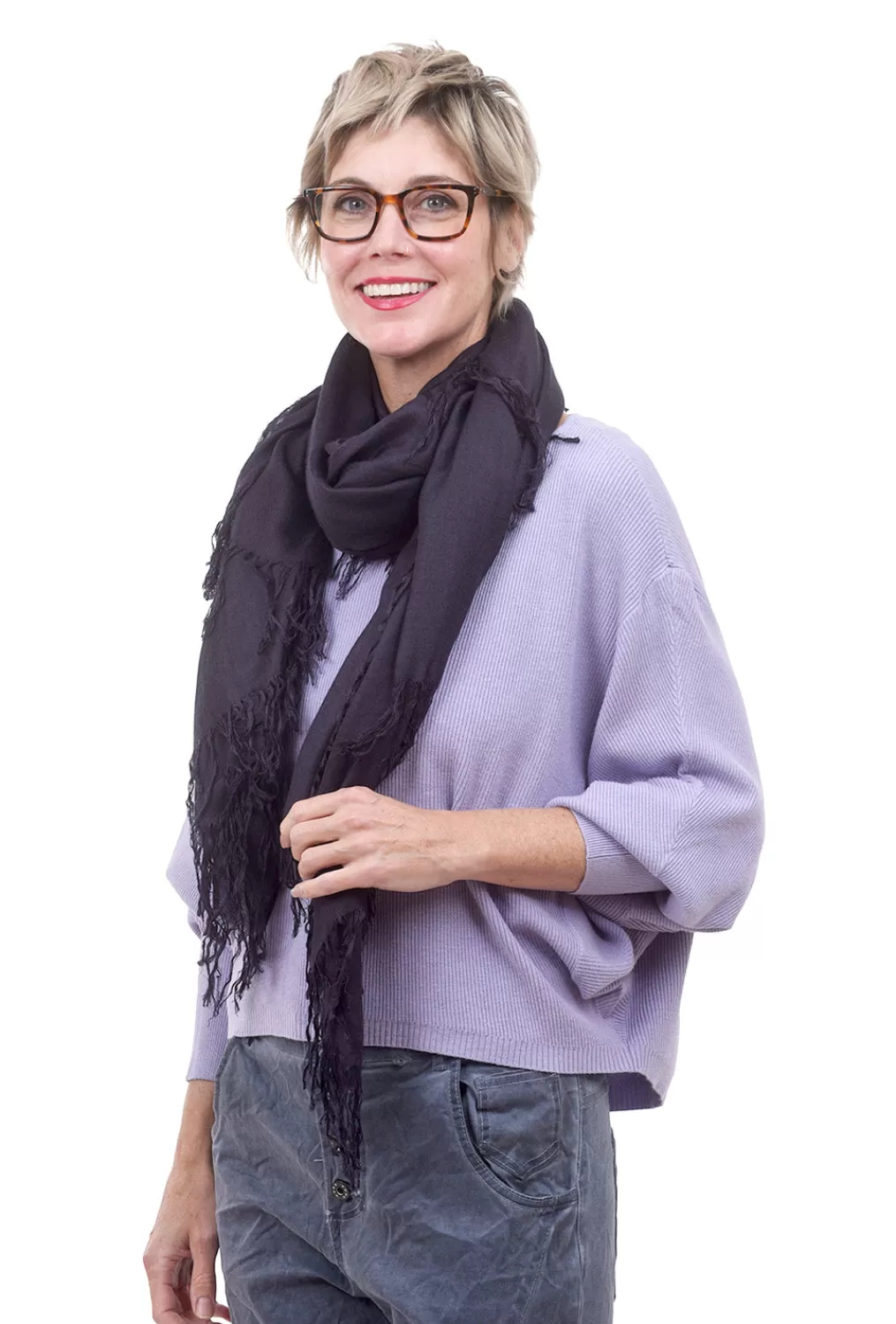 Fashion Evie Lou Tissue Solid Scarf, Purple Velvet