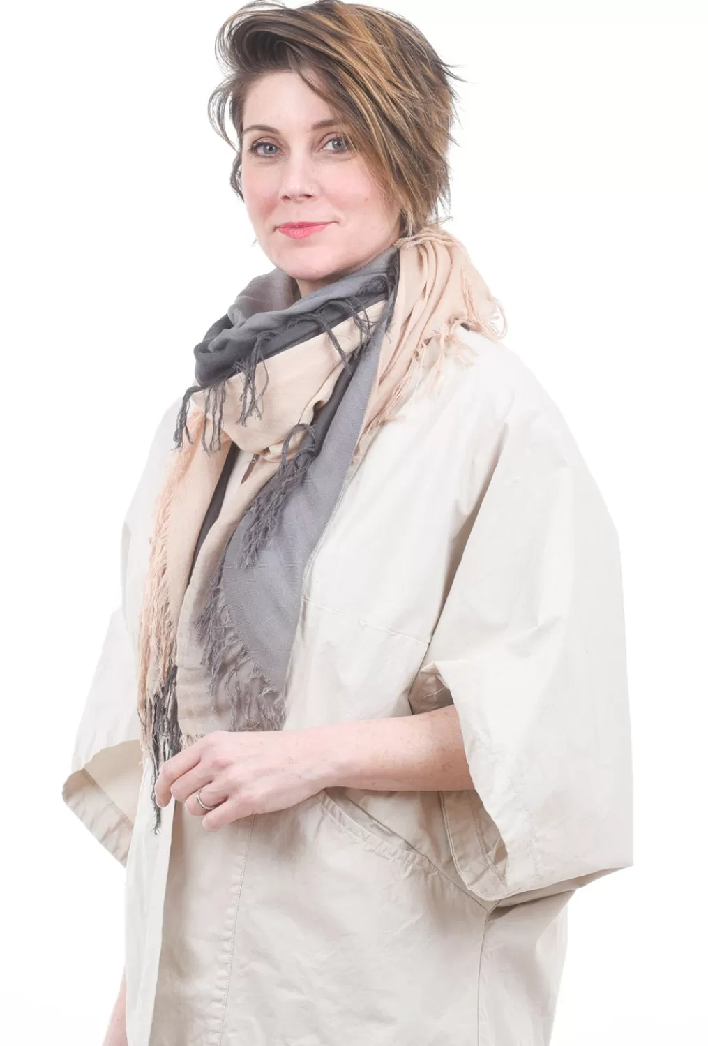 Clearance Evie Lou Tissue Solid Scarf, Slate/Brazilian Sand