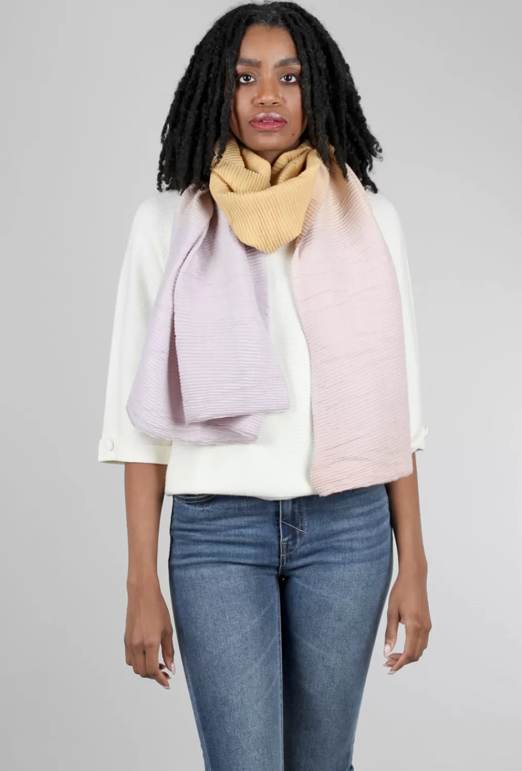 Best Evie Lou Toasty Fun Ombre Scarf, Mustard/Beige