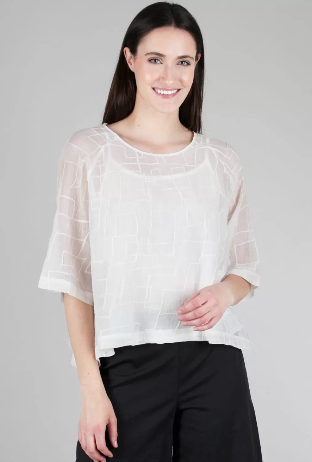 Discount Evie Lou Tonal Stitch Blouse, Ecru