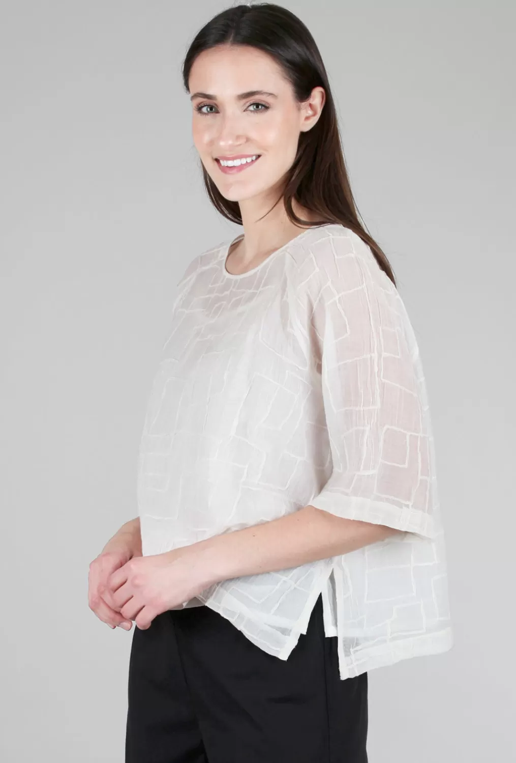 Discount Evie Lou Tonal Stitch Blouse, Ecru