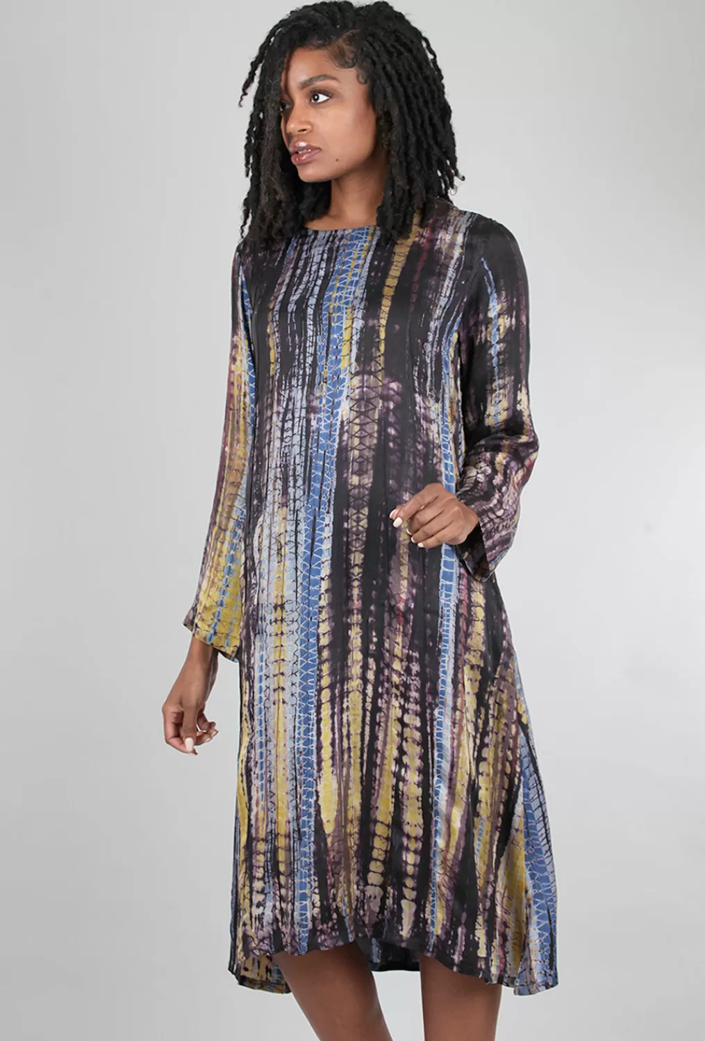 Hot Evie Lou Twist-Dye Silky Dress, Blue Multi