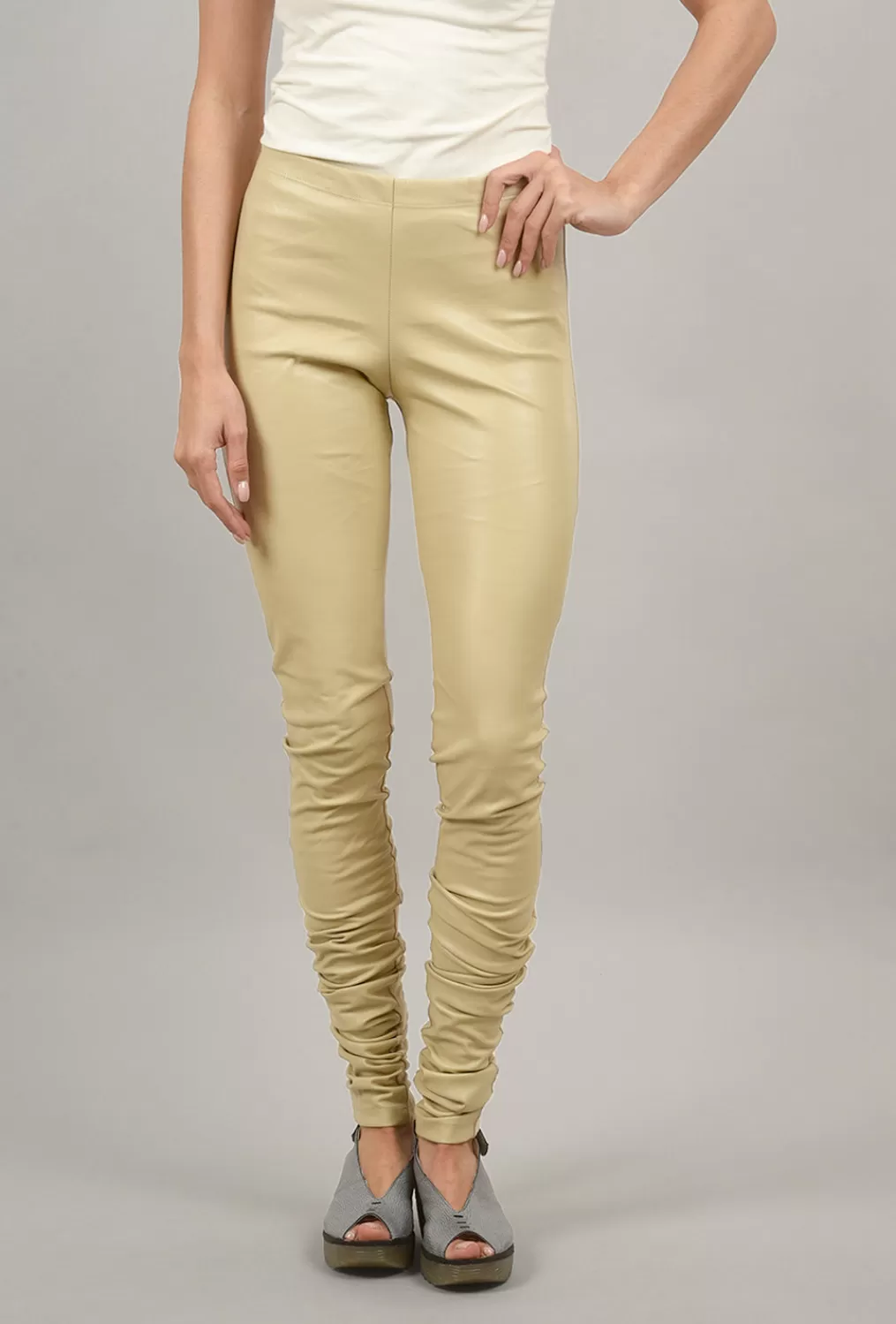 Fashion Evie Lou Vegan Leather Sexy Legging, Sand