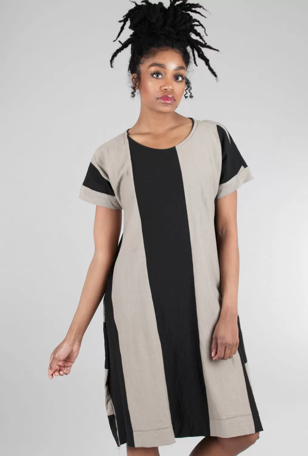 Best Evie Lou Vertical Stripes Knit Dress, Ash/Black