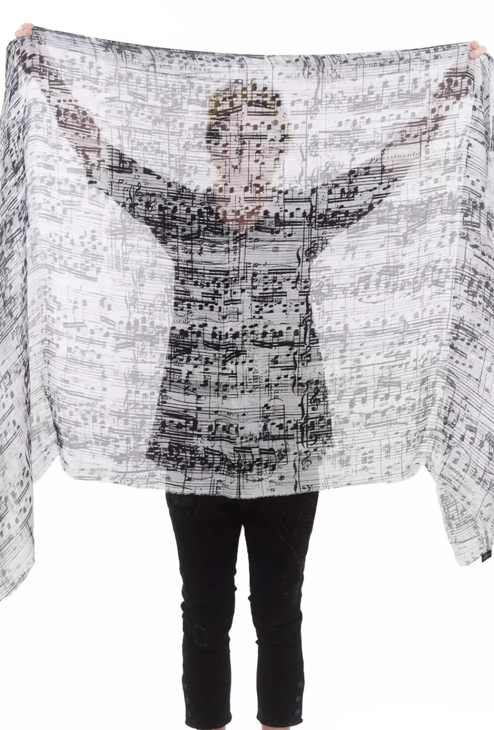 Cheap Evie Lou Vintage Artisan Scarf, Music Notes/Black/White