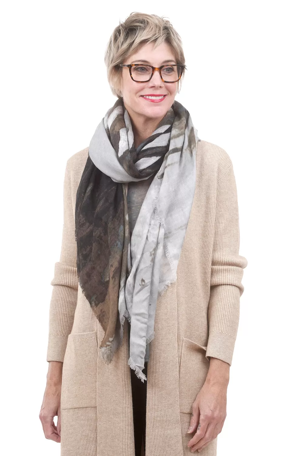 Discount Evie Lou Watercolor Tissue Scarf, Silver