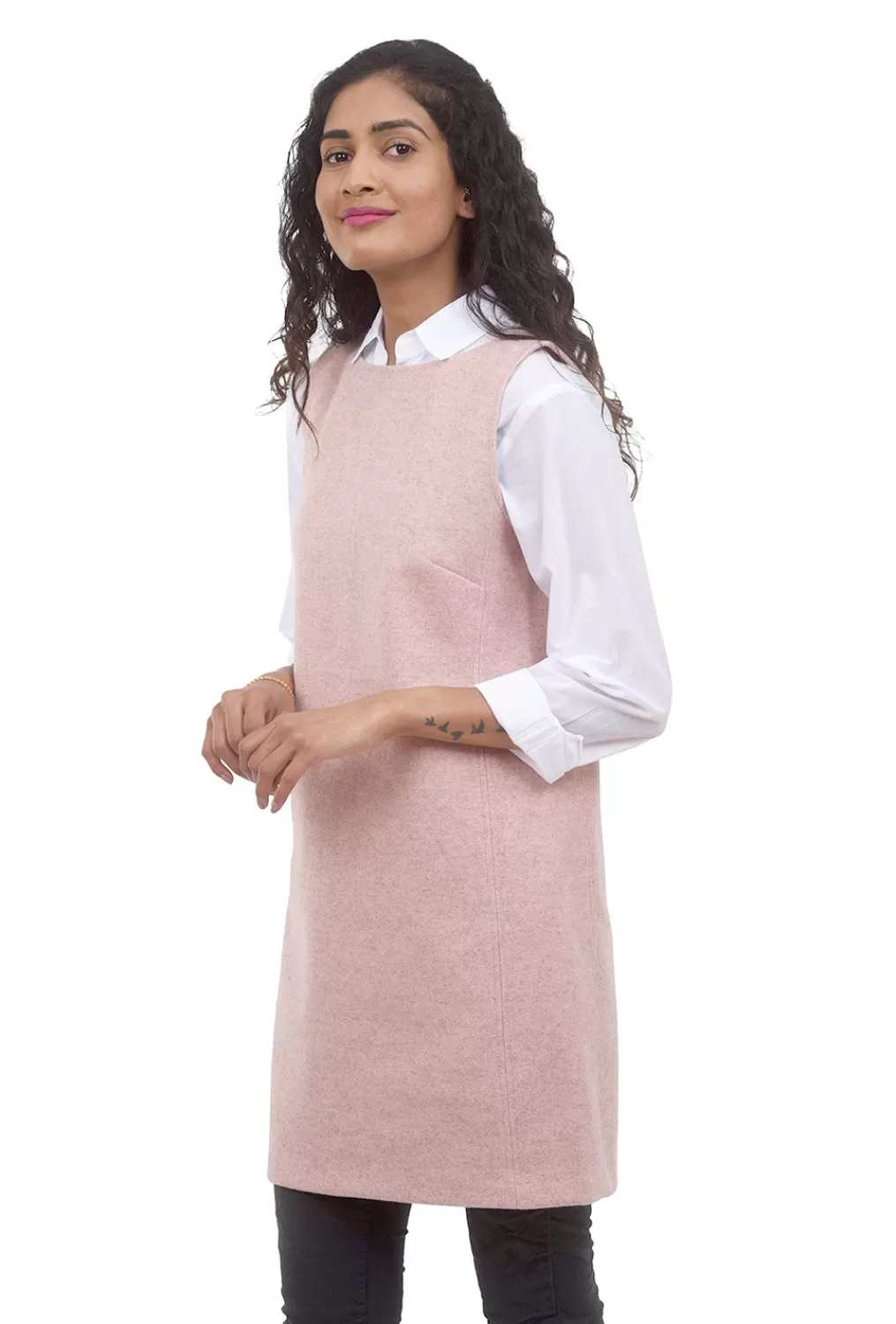 Sale Evie Lou Woolly Seamed Shift Dress, Rose Quartz