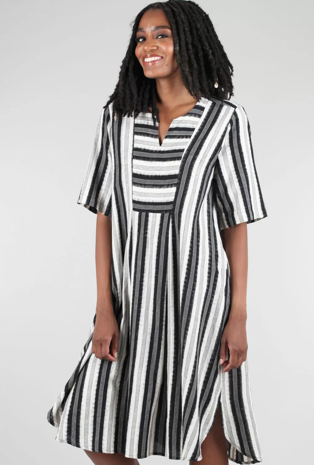 Online Evie Lou Woven Stripe Breeze Dress, Black