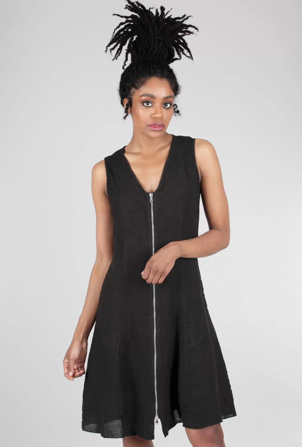 Clearance Evie Lou Zip Linen Marta Dress, Black